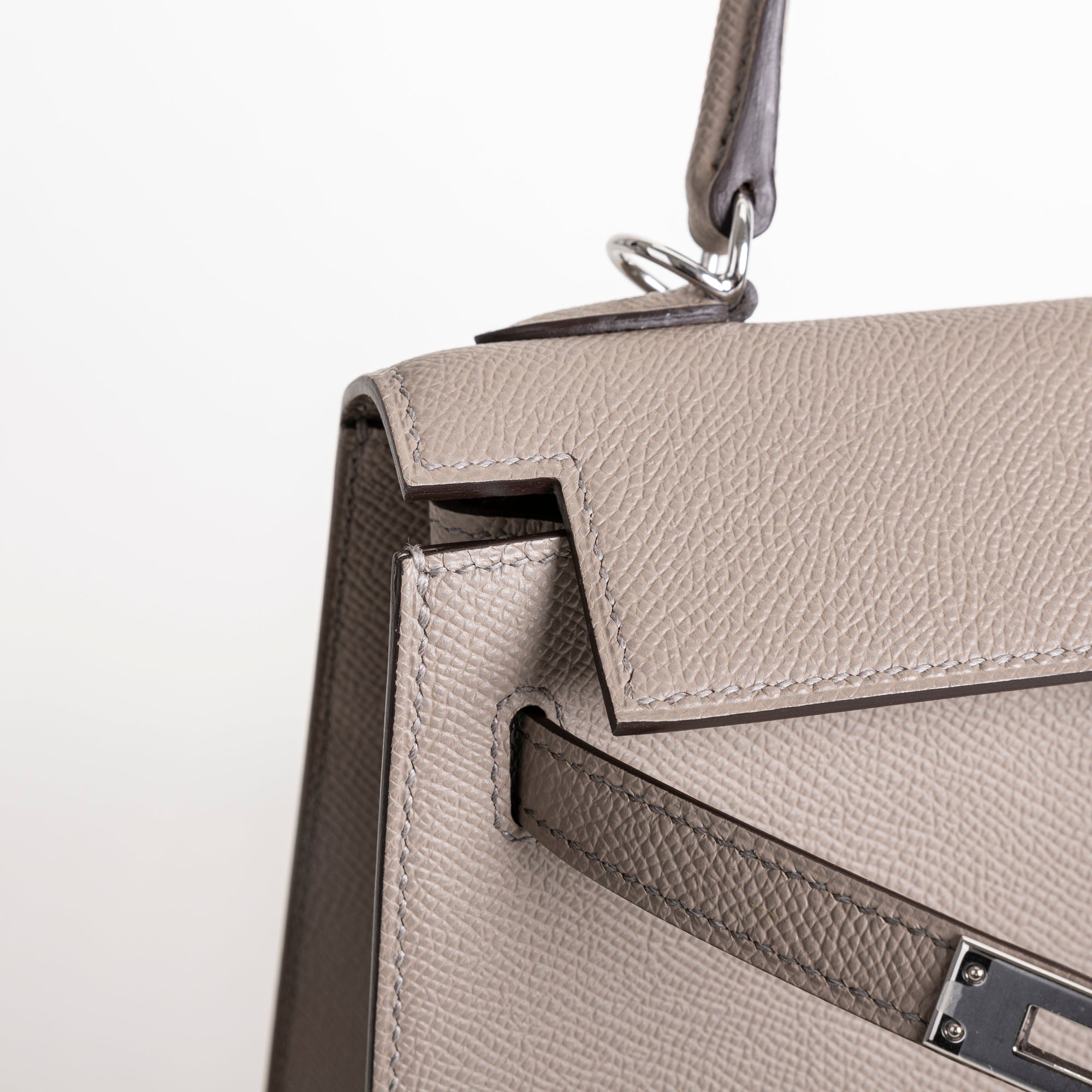 KELLY 25 EPSOM LEATHER GRIS ASPHALTE WITH PALLADIUM HARDWARE (PHW)