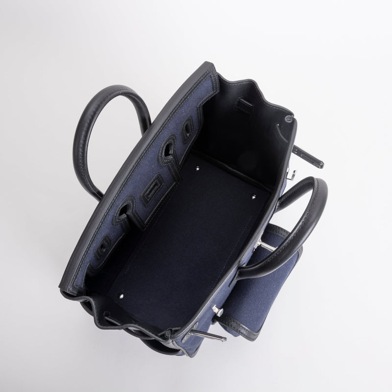 BIRKIN 25 CARGO CANVAS & SWIFT LEATHER BLEU MARINE WITH PALLADIUM HARDWARE (PHW)