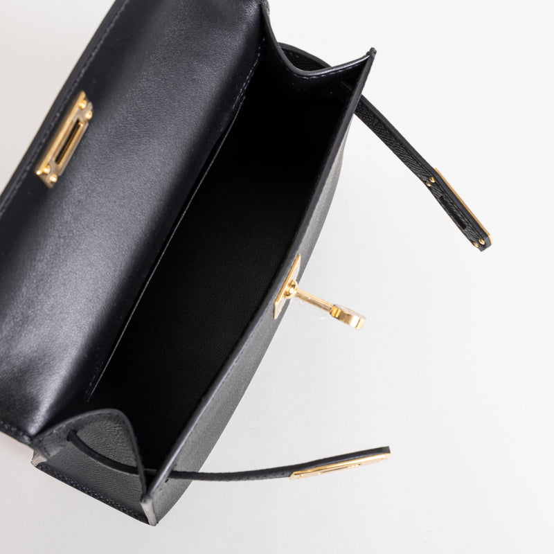 MINI KELLY II (20) EPSOM LEATHER NOIR (BLACK) WITH GOLD HARDWARE (GHW)