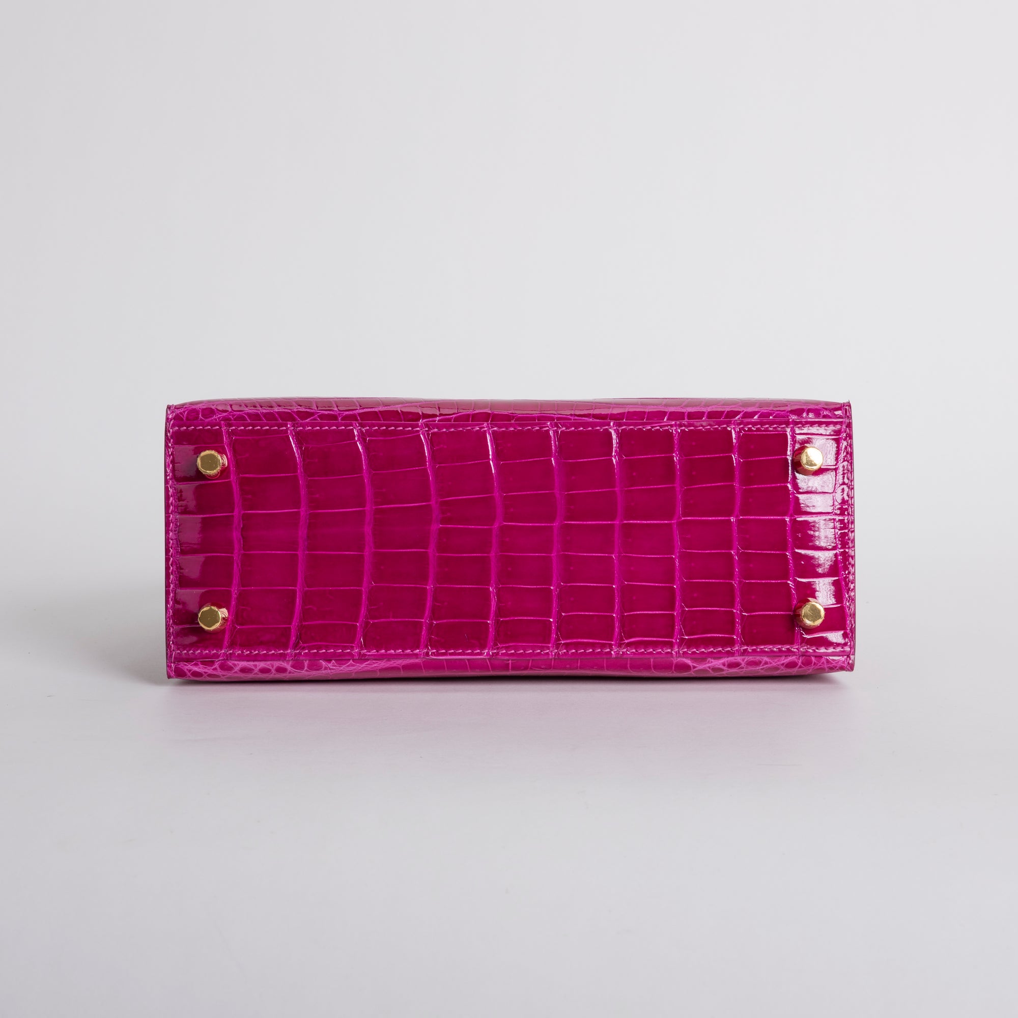 KELLY 25 SHINY (LISSE) MISSISSIPPIENSIS ALLIGATOR LEATHER ROSE SCHEHERAZADE WITH GOLD HARDWARE (GHW)
