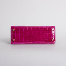 KELLY 25 SHINY (LISSE) MISSISSIPPIENSIS ALLIGATOR LEATHER ROSE SCHEHERAZADE WITH GOLD HARDWARE (GHW)