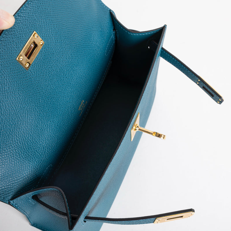 KELLY POCHETTE EPSOM LEATHER VERT BOSPHORE WITH GOLD HARDWARE (GHW)