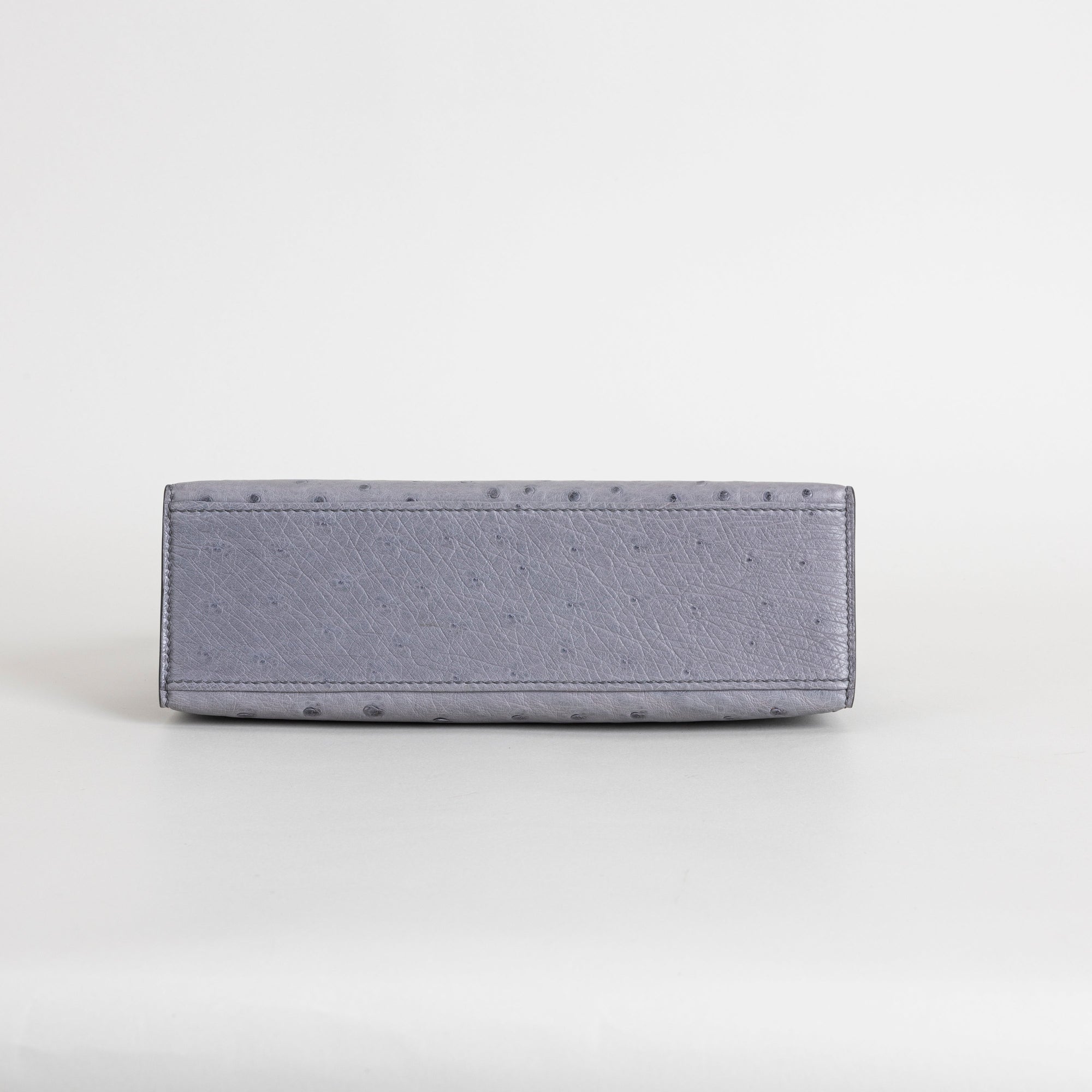 KELLY POCHETTE OSTRICH LEATHER GRIS AGATE WITH PALLADIUM HARDWARE (PHW)