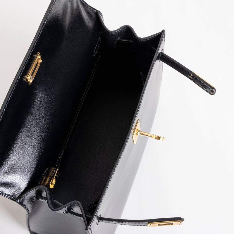 KELLY 25 BLACK BOX CALF LEATHER WITH GOLD HARDWARE (GHW)