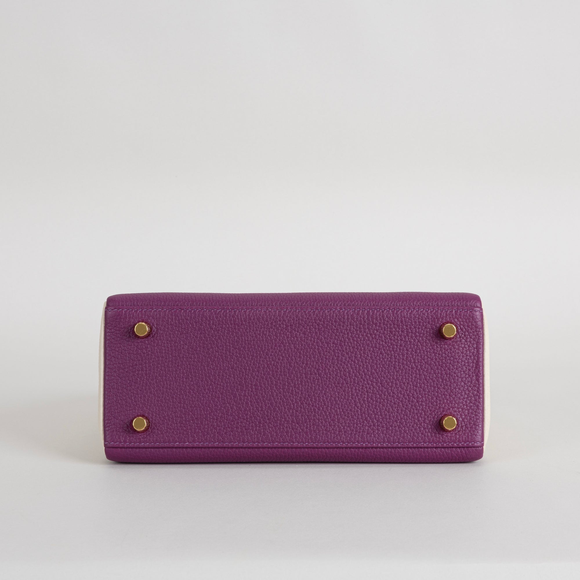 KELLY 25 TOGO LEATHER HORSESHOE STAMP (HSS) BI-COLOR ANEMONE & CRAIE WITH GOLD HARDWARE (GHW)