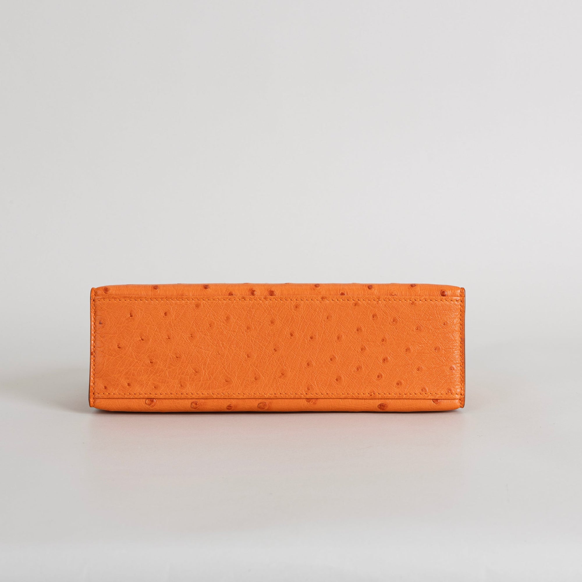 KELLY POCHETTE OSTRICH LEATHER ORANGE WITH GOLD HARDWARE (GHW)