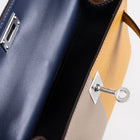 MINI KELLY II (20) CASAQUE EPSOM LEATHER SESAME & ETOUPE & BLEU INDIGO WITH PALLADIUM HARDWARE (PHW)