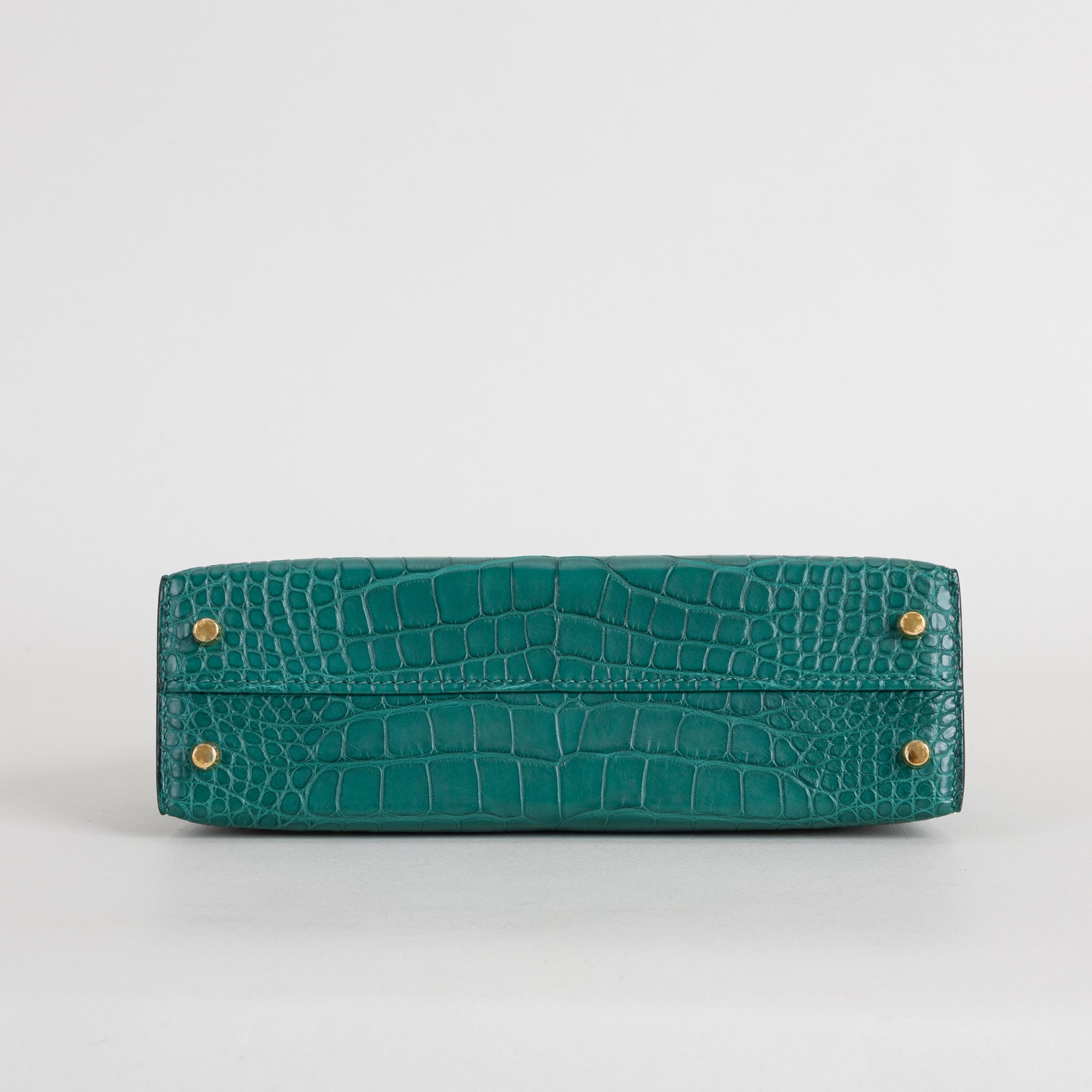 MINI KELLY II (20) MATTE MISSISSIPPIENSIS ALLIGATOR LEATHER MALACHITE WITH GOLD HARDWARE (GHW)
