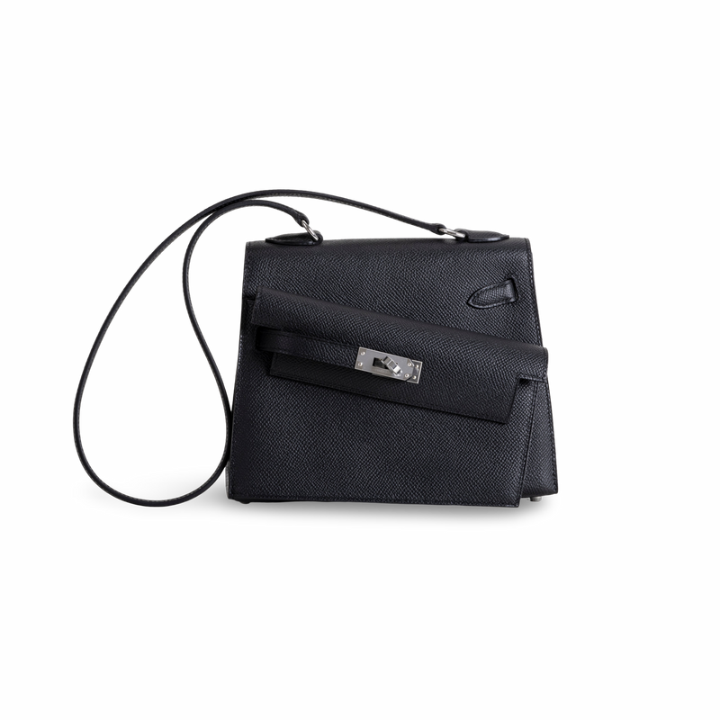 KELLY DESORDRE EPSOM LEATHER NOIR (BLACK) WITH PALLADIUM HARDWARE (PHW)