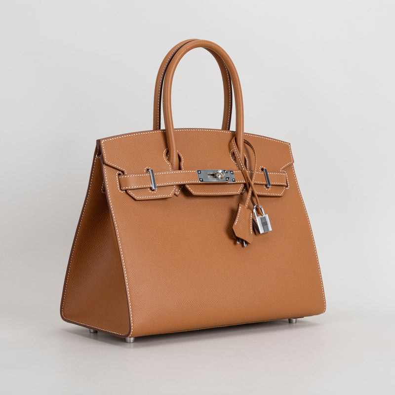 BIRKIN 30 EPSOM LEATHER (SELLIER SHAPE) GOLD WITH PALLADIUM HARDWARE (PHW)