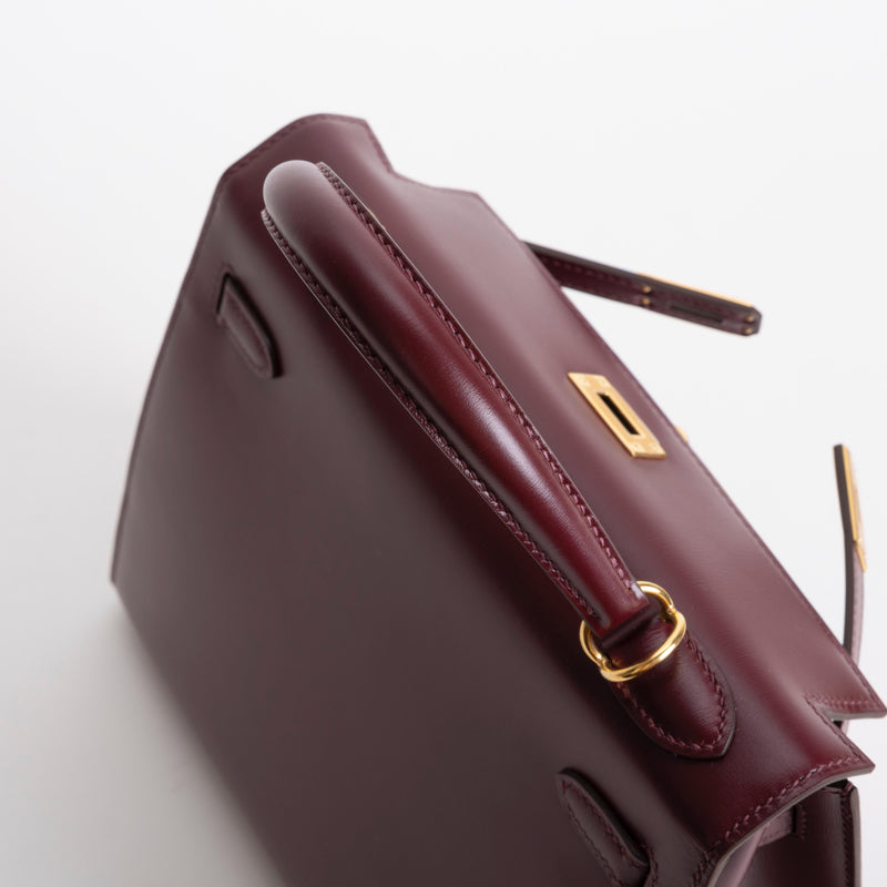 KELLY 25 BOX CALF LEATHER BORDEAUX WITH GOLD HARDWARE (GHW)