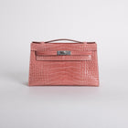 KELLY POCHETTE SHINY MISSISSIPPIENSIS ALLIGATOR LEATHER TERRE CUITE WITH PALLADIUM HARDWARE (PHW)