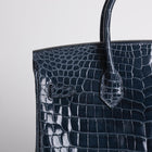 BIRKIN 25 SHINY NILOTICUS CROCODILE LEATHER BLEU TEMPETE WITH PALLADIUM HARDWARE (PHW)