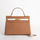 KELLY 32 TOGO LEATHER HORSESHOE STAMP (HSS) BI-COLOR GOLD & CRAIE WITH GOLD HARDWARE (GHW)