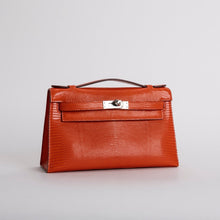 KELLY POCHETTE LIZARD LEATHER ORANGE WITH PALLADIUM HARDWARE (PHW)