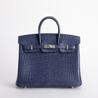 BIRKIN 25 MATTE MISSISSIPPIENSIS ALLIGATOR LEATHER BLEU DE MALTE WITH PALLADIUM HARDWARE (PHW)