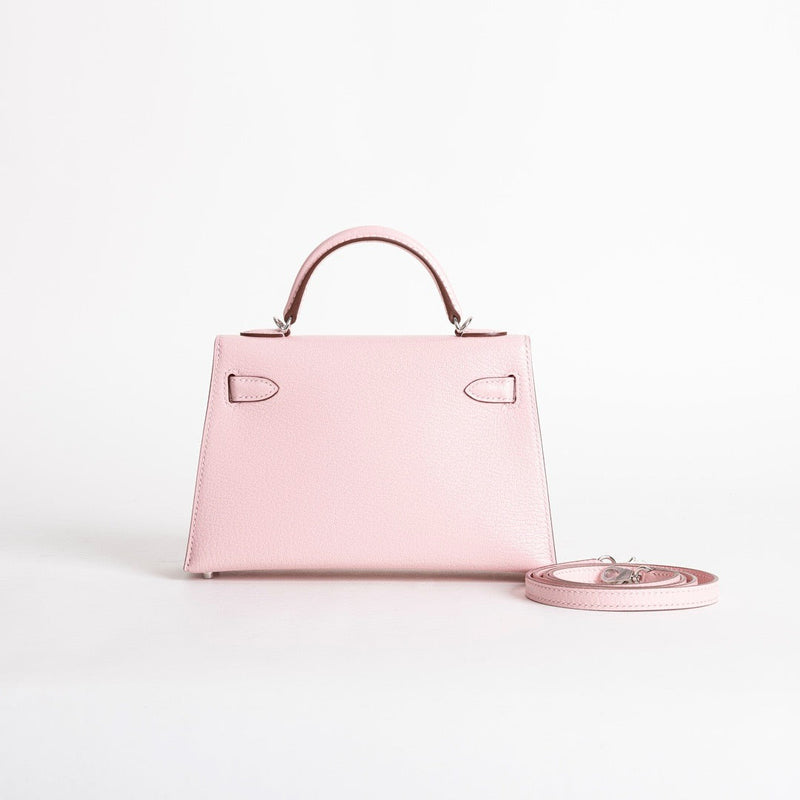 MINI KELLY II (20) CHEVRE LEATHER ROSE SAKURA WITH PALLADIUM HARDWARE (PHW)