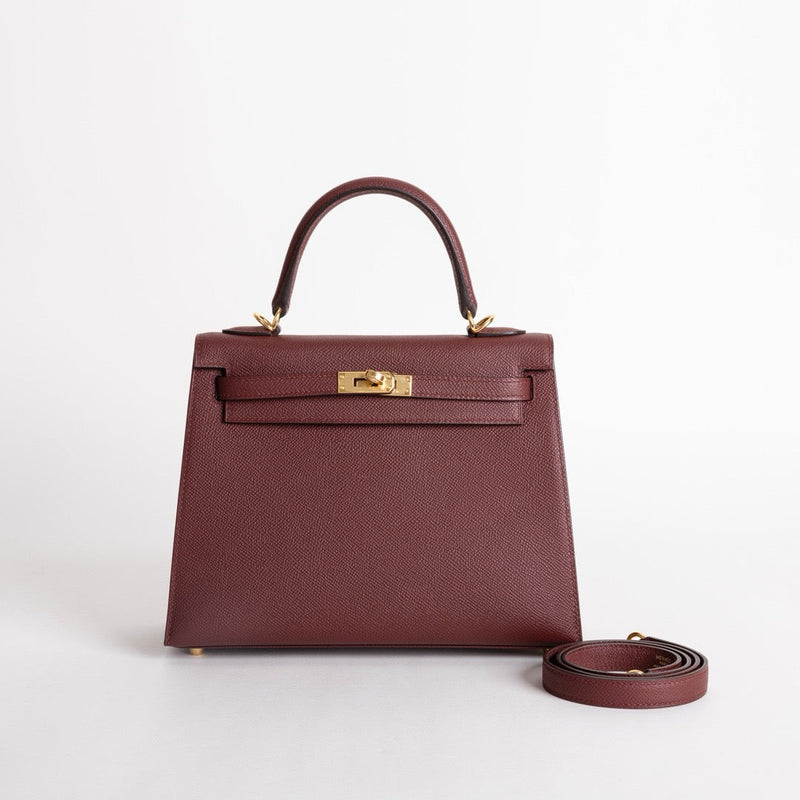 KELLY 25 EPSOM LEATHER ROUGE H WITH GOLD HARDWARE (GHW)