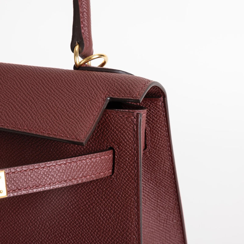 KELLY 25 EPSOM LEATHER ROUGE H WITH GOLD HARDWARE (GHW)