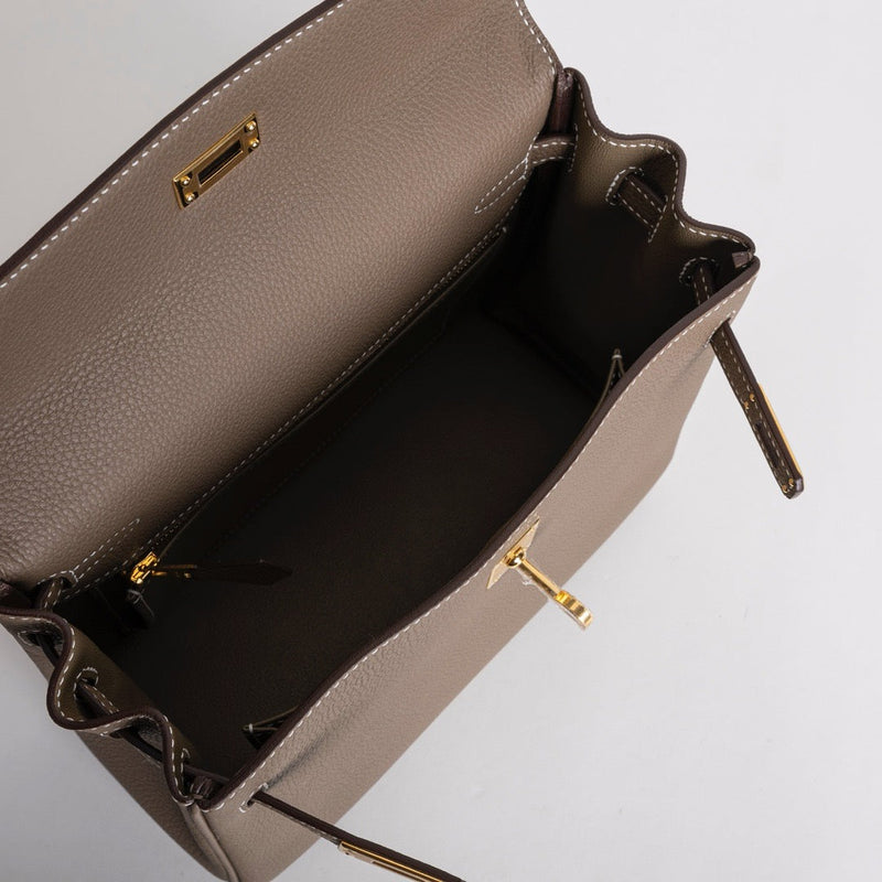 KELLY 25 TOGO LEATHER ETOUPE WITH GOLD HARDWARE (GHW)