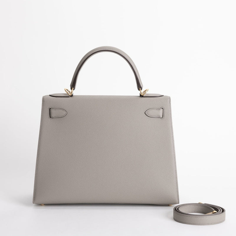 KELLY 28 EPSOM LEATHER GRIS ASPHALTE WITH GOLD HARDWARE (GHW)