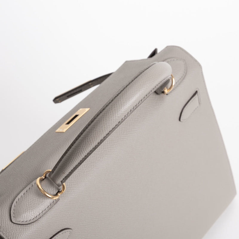 KELLY 28 EPSOM LEATHER GRIS ASPHALTE WITH GOLD HARDWARE (GHW)