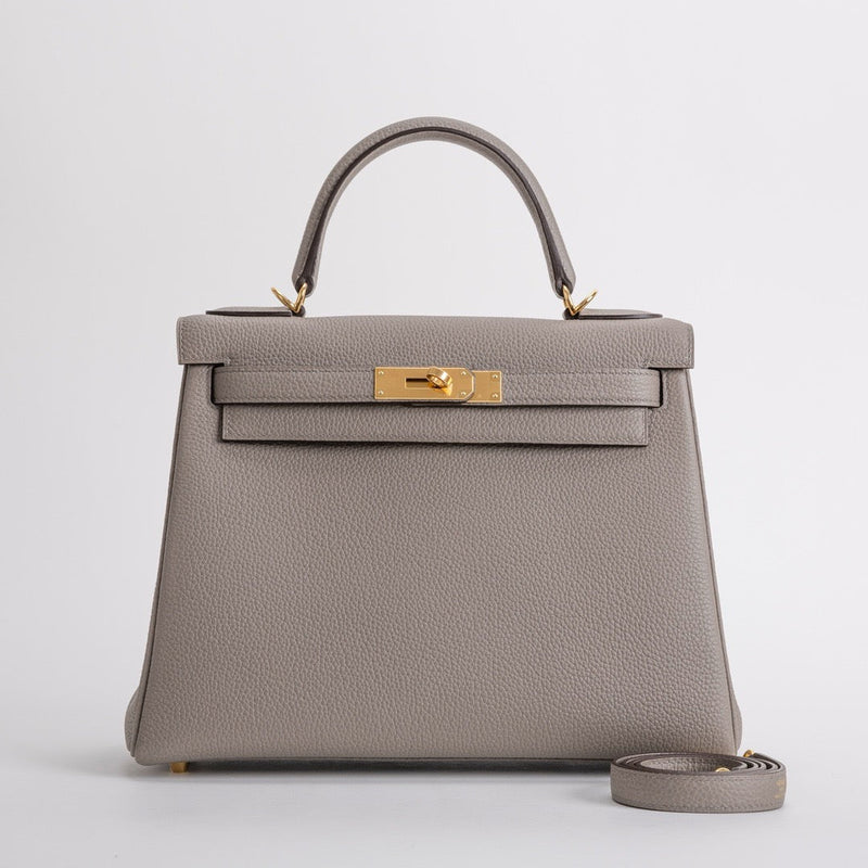 KELLY 28 TOGO LEATHER GRIS ASPHALTE WITH GOLD HARDWARE (GHW)