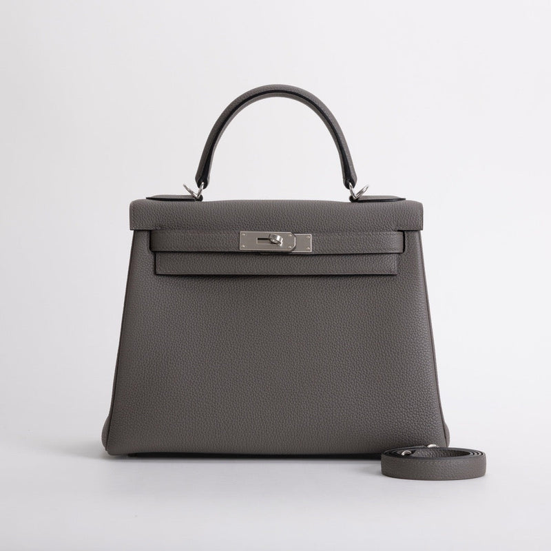KELLY 28 TOGO LEATHER ETAIN WITH PALLADIUM HARDWARE (PHW)
