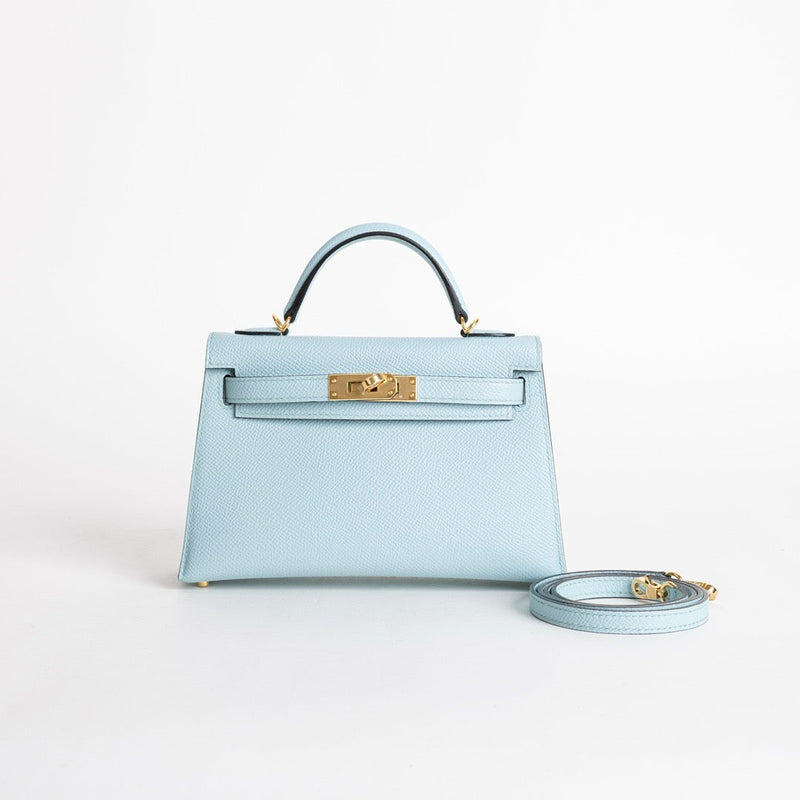 MINI KELLY II (20) EPSOM LEATHER BLEU ZEPHYR WITH GOLD HARDWARE (GHW)