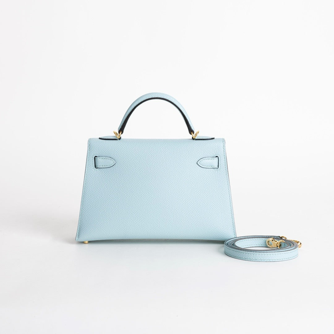 MINI KELLY II (20) EPSOM LEATHER BLEU ZEPHYR WITH GOLD HARDWARE (GHW)