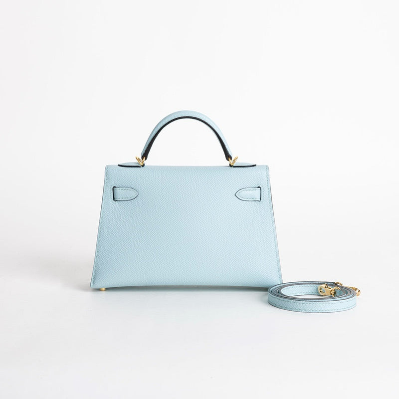 MINI KELLY II (20) EPSOM LEATHER BLEU ZEPHYR WITH GOLD HARDWARE (GHW)