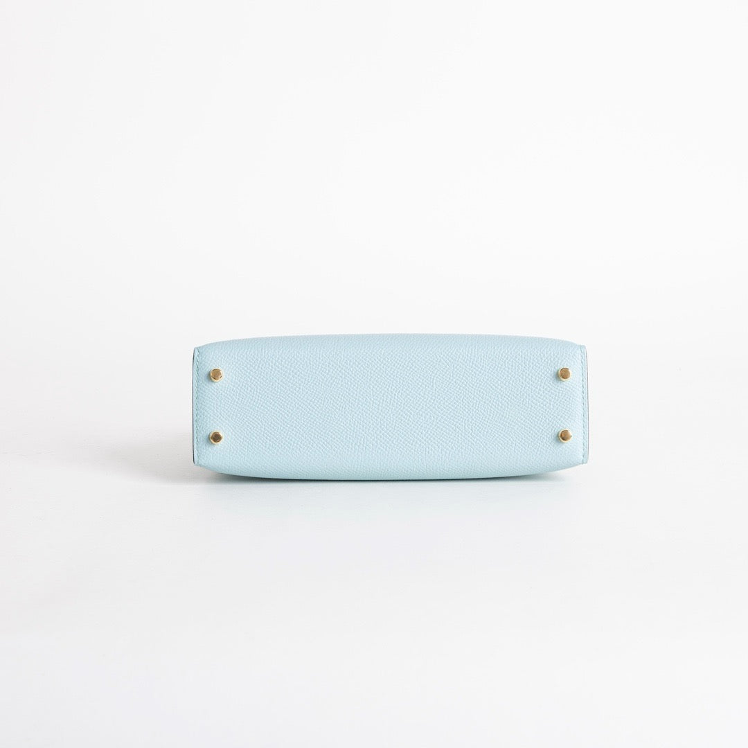 MINI KELLY II (20) EPSOM LEATHER BLEU ZEPHYR WITH GOLD HARDWARE (GHW)