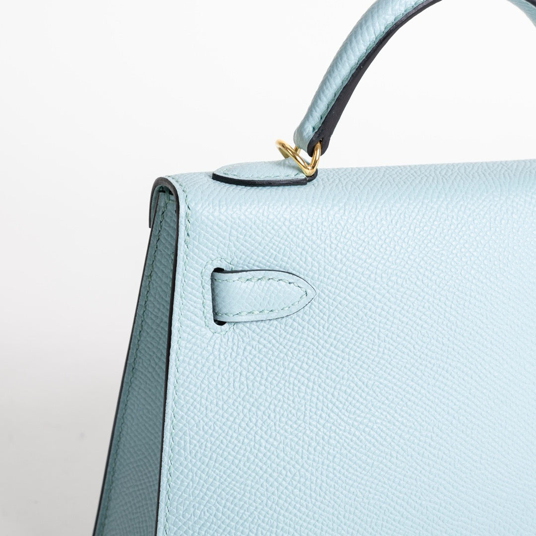 MINI KELLY II (20) EPSOM LEATHER BLEU ZEPHYR WITH GOLD HARDWARE (GHW)