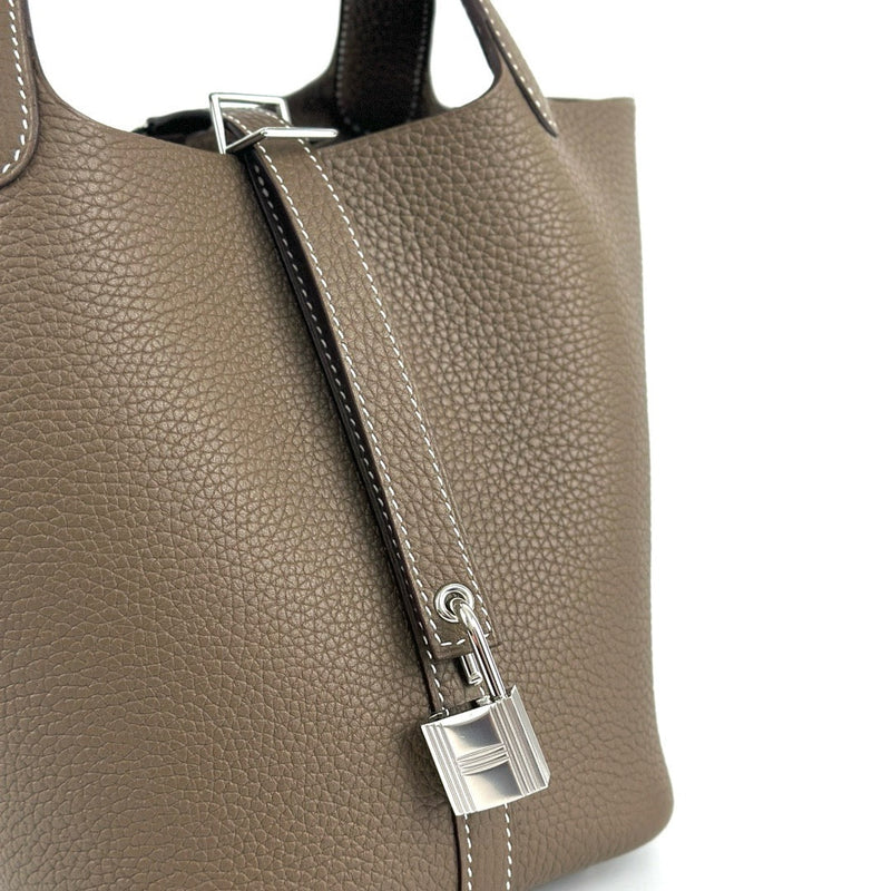 PICOTIN 18 LOCK CLEMENCE LEATHER ETOUPE WITH PALLADIUM HARDWARE (PHW)