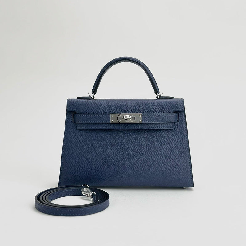 MINI KELLY II (20) EPSOM LEATHER BLEU SAPHIRE WITH PALLADIUM HARDWARE (PHW)