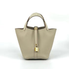 PICOTIN 18 TOUCH CLEMENCE LEATHER & MATTE MISSISSIPPIENSIS ALLIGATOR BETON WITH GOLD HARDWARE (GHW)