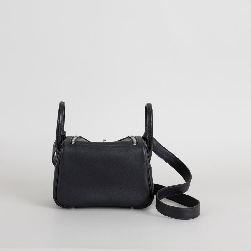 MINI LINDY 20 TOUCH SWIFT LEATHER & MISSISSIPPIENSIS ALLIGATOR (MATTE) NOIR (BLACK) WITH PALLADIUM HARDWARE (PHW)
