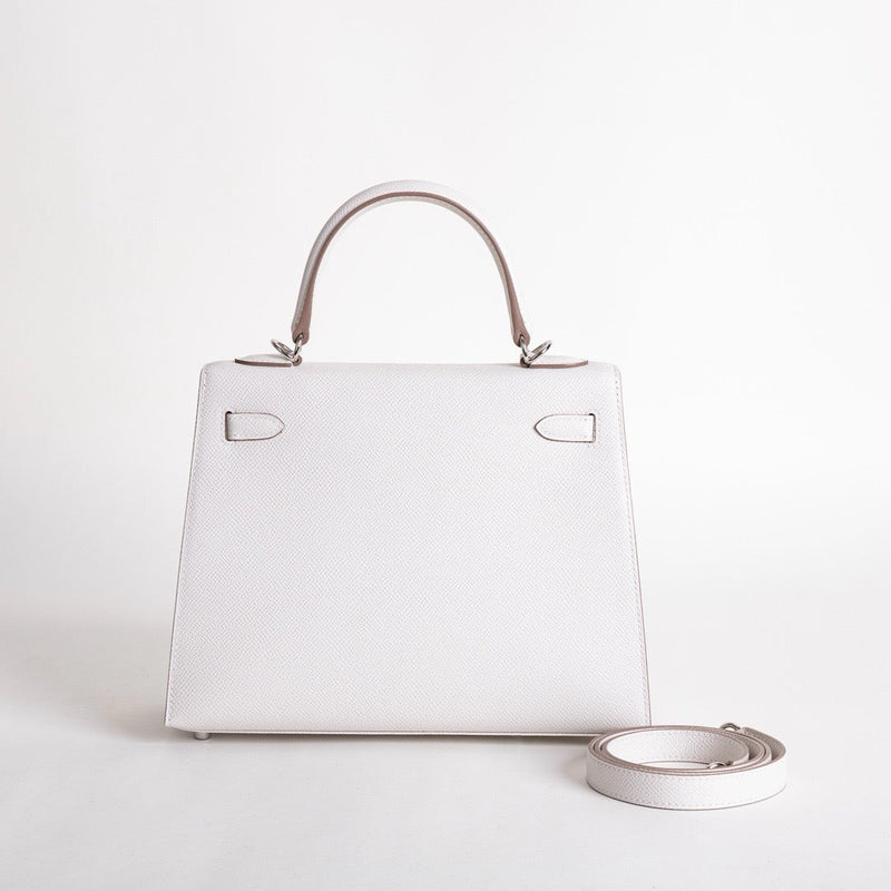 KELLY 25 EPSOM LEATHER GRIS PALE WITH PALLADIUM HARDWARE (PHW)