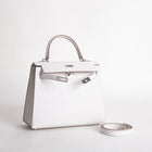 KELLY 25 EPSOM LEATHER GRIS PALE WITH PALLADIUM HARDWARE (PHW)