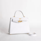 KELLY 25 EPSOM LEATHER WHITE WITH GOLD HARDWARE (GHW)