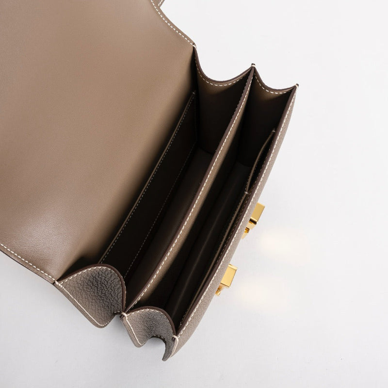 CONSTANCE 18 (MINI) CHEVRE LEATHER ETOUPE WITH GOLD HARDWARE (GHW)
