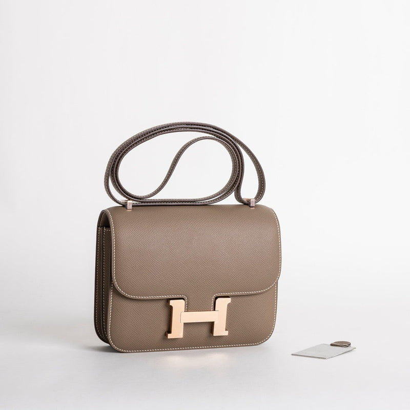 CONSTANCE 18 (MINI) EPSOM LEATHER ETOUPE WITH ROSE GOLD HARDWARE (RGHW)
