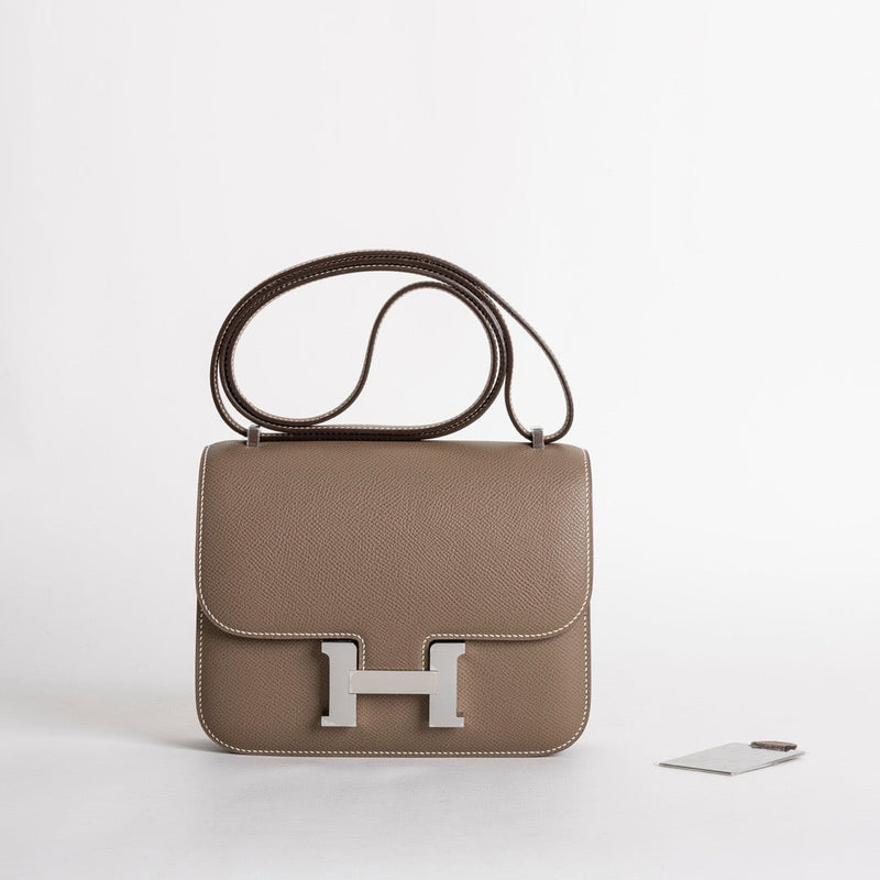 CONSTANCE 18 (MINI) EPSOM LEATHER ETOUPE WITH PALLADIUM HARDWARE (PHW)