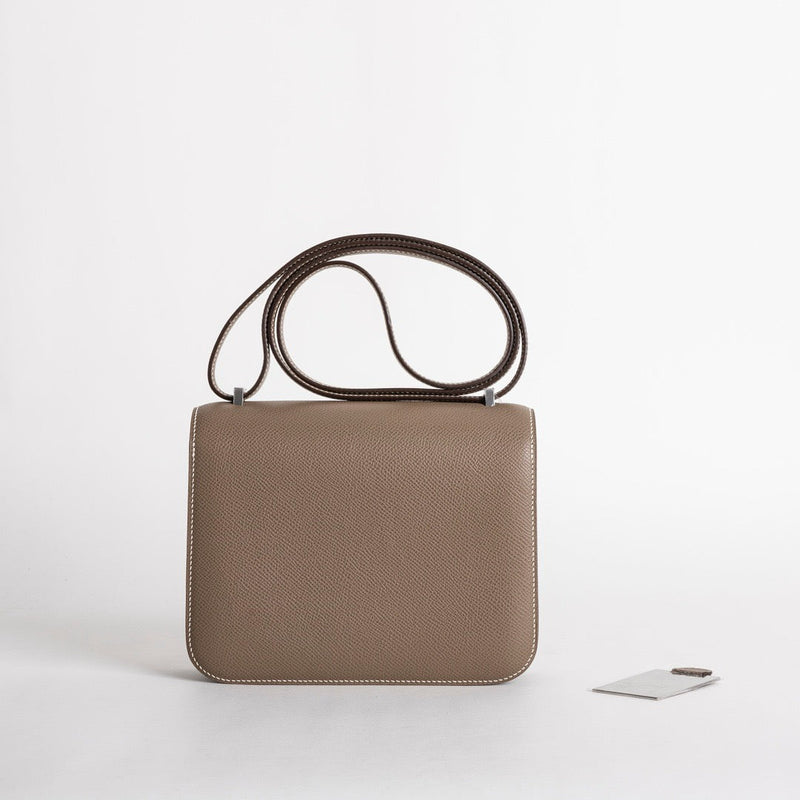 CONSTANCE 18 (MINI) EPSOM LEATHER ETOUPE WITH PALLADIUM HARDWARE (PHW)