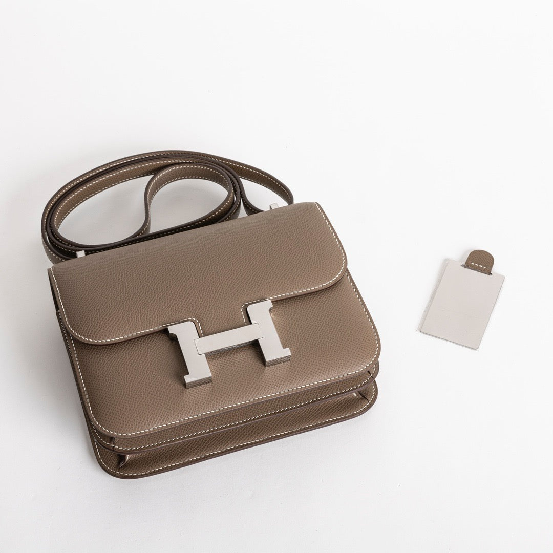 CONSTANCE 18 (MINI) EPSOM LEATHER ETOUPE WITH PALLADIUM HARDWARE (PHW)