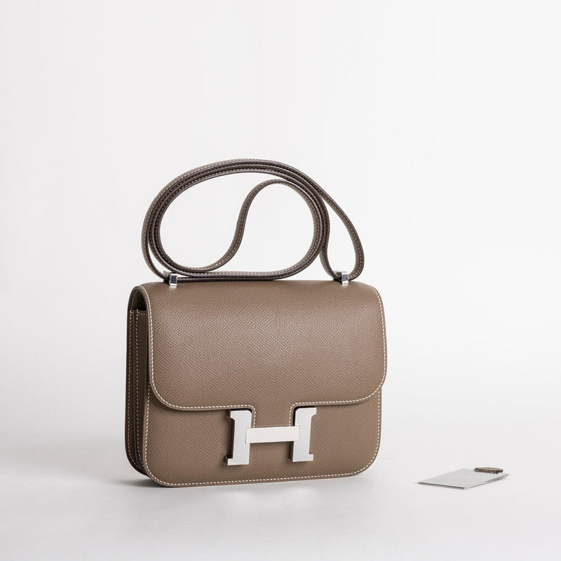 CONSTANCE 18 (MINI) EPSOM LEATHER ETOUPE WITH PALLADIUM HARDWARE (PHW)
