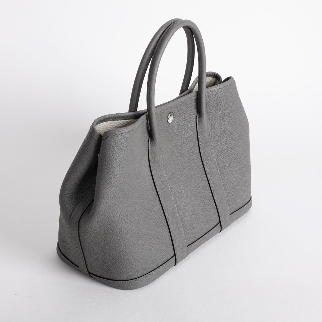 GARDEN PARTY 30 NEGONDA LEATHER GRIS MEYER WITH PALLADIUM HARDWARE (PHW)