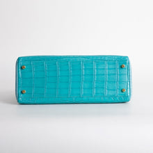 KELLY 32 MATTE NILOTICUS CROCODILE LEATHER HORSESHOE STAMP (HSS) BI-COLOR BLEU PAON & BLEU SAINT CYR WITH GOLD HARDWARE (GHW)
