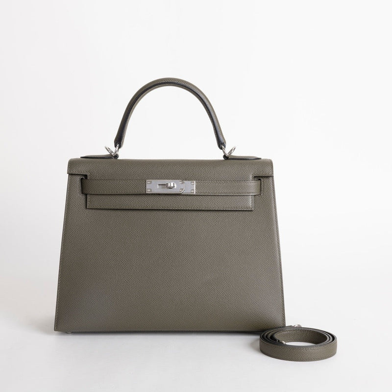 KELLY 28 EPSOM LEATHER VERT DE GRIS WITH PALLADIUM HARDWARE (PHW)