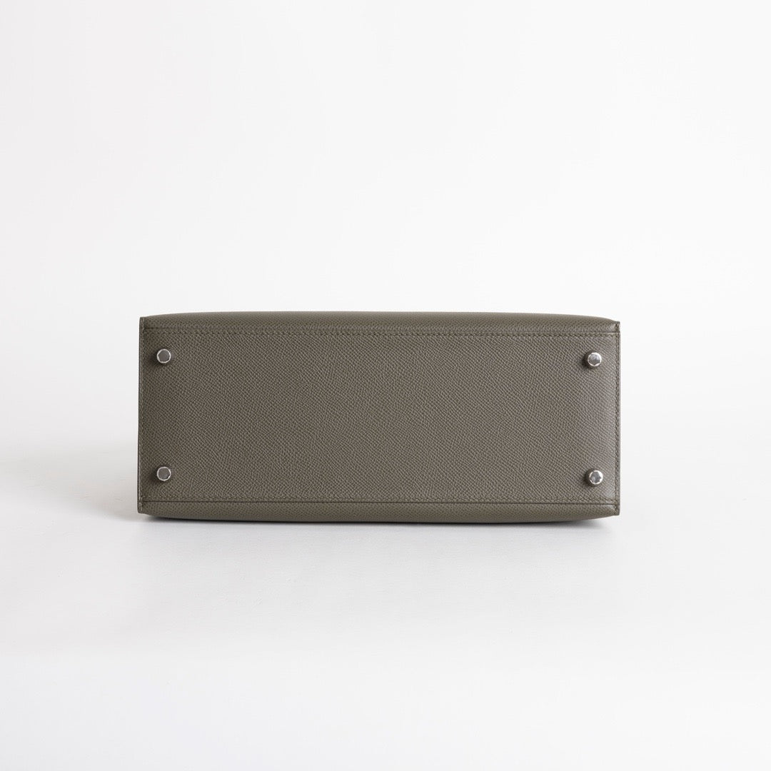 KELLY 28 EPSOM LEATHER VERT DE GRIS WITH PALLADIUM HARDWARE (PHW)